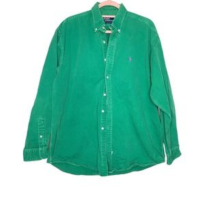 Polo By Ralph Lauren Large Mens Green Cotton Long Sleeve Button Up Shirt